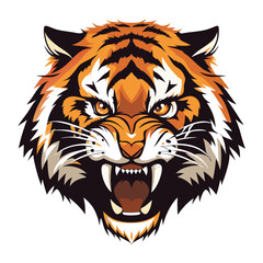 Angry tiger face  vector 