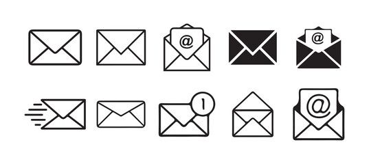 Email concept vector icon . isolated transparent , open email address , newsletter sign Mail icon set Victor illustration.