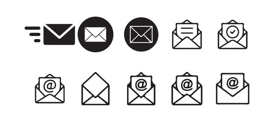 Email concept vector icon . isolated transparent , open email address , newsletter sign Mail icon set Victor illustration.