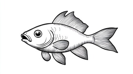 Fototapeta premium Hand-drawn profile view of a fish
