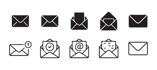 Email concept vector icon . isolated transparent , open email address , newsletter sign Mail icon set Victor illustration.