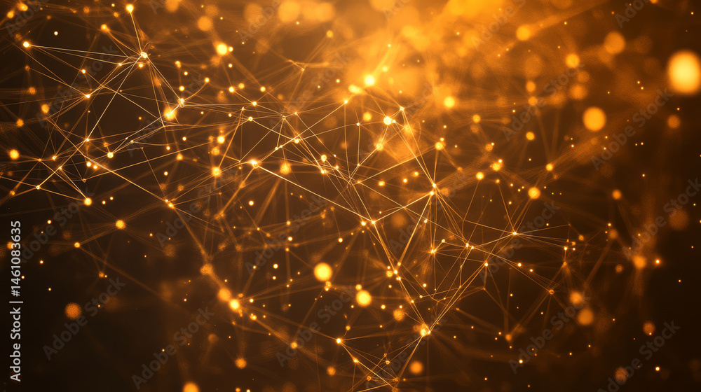 Poster abstract representation of neural networks with glowing connections and vibrant colors