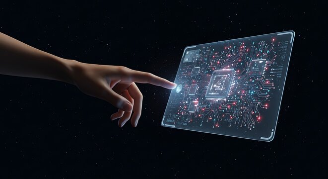 Hand Touching Digital Circuit Board Display Technology