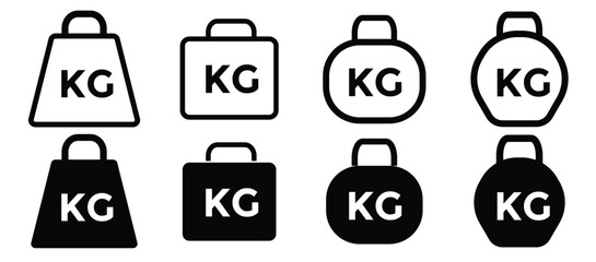 Weight heavy kg icon. weight kilogram icon vector design template. editable stroke isolated on white, linear vector outline illustration
