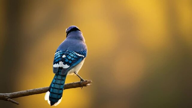 Blue Jay Perched on Branch Detailed Bird Watching in Nature