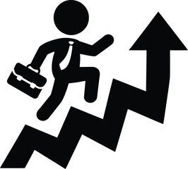 Businessman with briefcase and arrow up. Vector illustration. Eps 10.