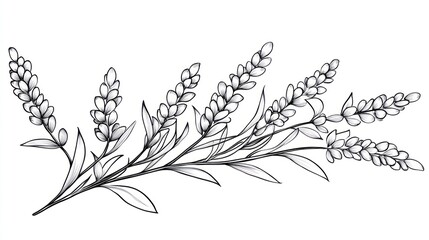 Obraz premium Lavender Branch Line Art Illustration