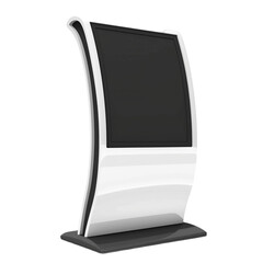 Touch Screen Kiosk Outdoor White Stand 3D Mockup Isolated on Transparent Background