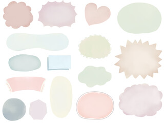 水彩くすみカラー：カラフルな手描きフレームセット