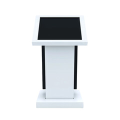 Touch Screen Kiosk Outdoor White Stand 3D Mockup Isolated on Transparent Background