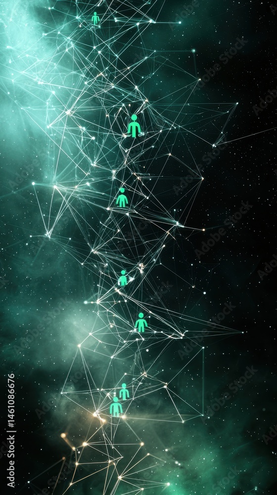 Poster digital network connection with people icons - abstract technology background technology network pet
