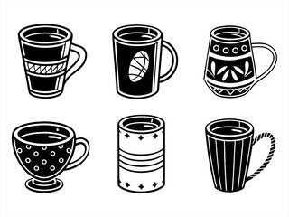 mug icon set sihouette black vector bundle