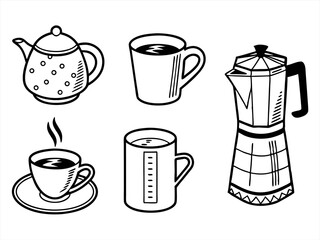 mug icon set sihouette black vector bundle