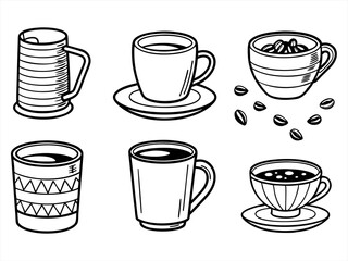 mug icon set sihouette black vector bundle