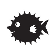 Puffer fish Silhouette with Spiky Round Body