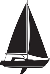 Sailboat black silhouette. Sailboat black shape. Sailboat in a side view.