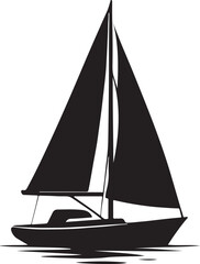Sailboat black silhouette. Sailboat black shape. Sailboat in a side view.