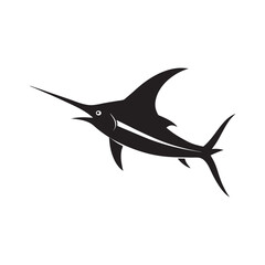 Swordfish Silhouette with Long Nose in Motion