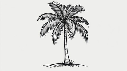 Obraz premium Monochrome palm tree illustration, graphic design, artistic rendering
