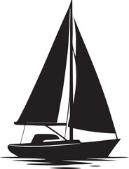 Sailboat black silhouette. Sailboat black shape. Sailboat in a side view.