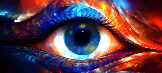 Abstract art technology background digital eye painting Multicolor  neon Modern futuristic  pattern. Fractal artwork for creative graphic design.