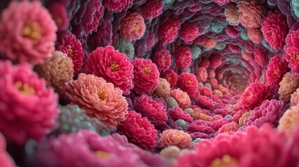 Gorgeous macro shot of a bunch of brightly colored flowers showcasing nature's intricate beauty and vibrant palette