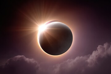 Obraz premium Cosmic Precision Unveiled Immersive Solar Eclipse Visualization for Next-Gen Scientific Communication, Astronomy Tech, and Celestial Exploration