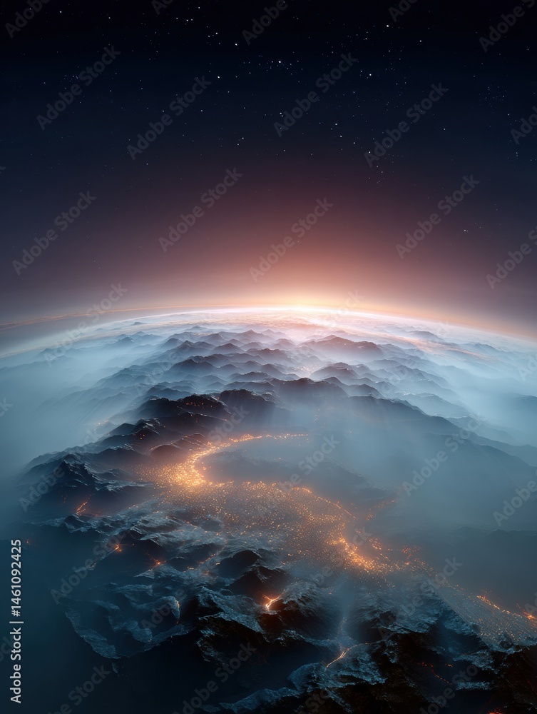 Poster Cosmic Connectivity Ethereal Earth Visualization - Illuminating Global Networks and Geospatial Innovation in Immersive  Mixed Reality Experience