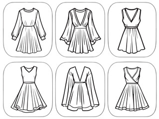 Soft Silks Dress Line Art Perfect for Fashion and Textile Projects