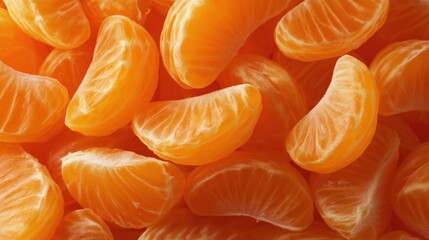 A pile of tangerines that are cut in half