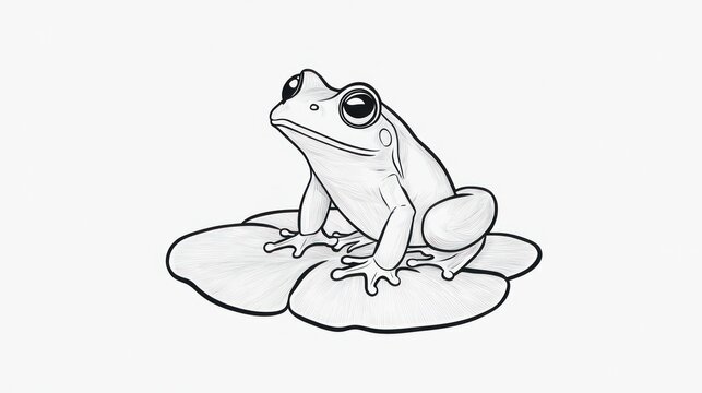 recommend clip art: Simple line art frog on lily pad