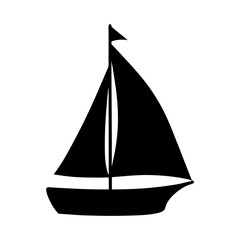Silhouette of a sailboat with sails and a small flag on top