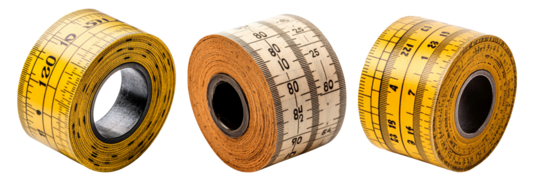 Vintage Measurement Tools with Bright Yellow Markings and Details