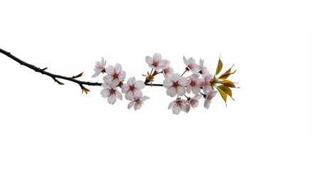 Delicate flowering branch against a bright backdrop for spring themes