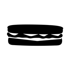 Delicious Sandwich Icon in Silhouette Style Isolated on a White Background