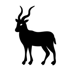 Obraz premium Majestic silhouette of a stylized African antelope standing against a white backdrop
