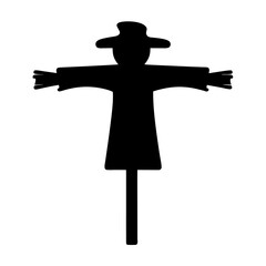 Black and White Silhouette Image Depicting a Classic Rural Scarecrow Figure