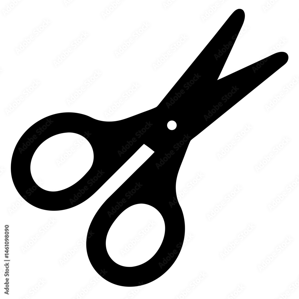 Poster simple black and white image of a pair of open scissors