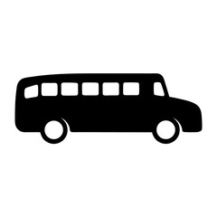 Silhouette illustration of a long city bus with rectangular windows