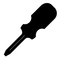 Black Silhouette of a Classic Flathead Screwdriver Tool for Construction or Repair