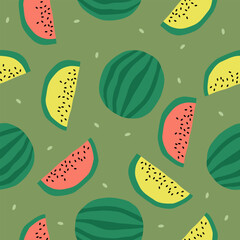 Cute watermelon fruits pattern background vector design