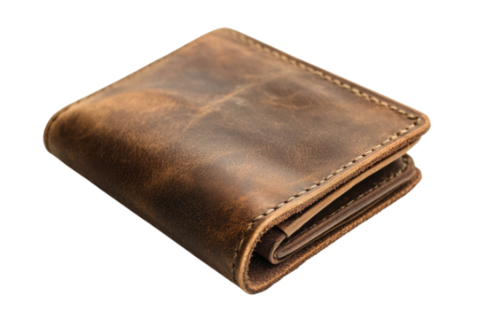 Brown leather wallet closed