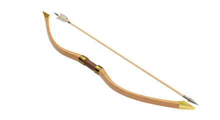 Isolated Wooden Bow and Arrow