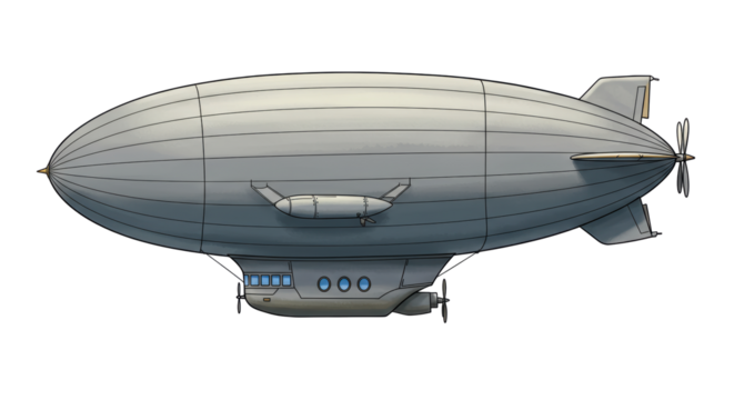 Isolated Vintage Airship Blimp in Gray Scale
