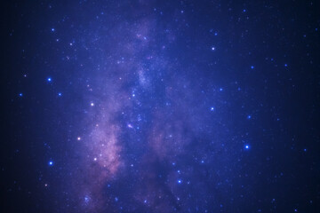 Night blue sky space background, Starry universe in dark blue sky, Milky way galaxy with stardust field in deep universe