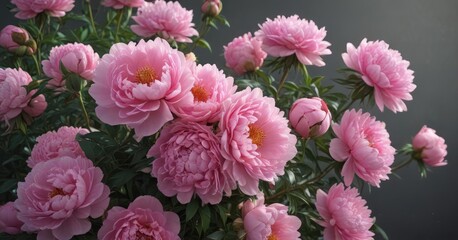 Obraz premium Luscious pink peonies & roses, abundant blooms Ample copy space , garden, mockup, element