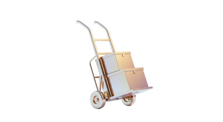 Isolated Hand Truck with Cardboard Boxes
