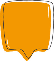 Minimalist hand-drawn speech bubble illustration in orange with a black outline, symbolizing communication, conversation, dialogue, or messaging.