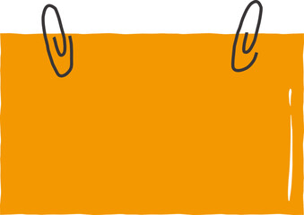 Minimalist hand-drawn illustration of a blank orange note with two black paper clips, representing reminders, messages, or office stationery.