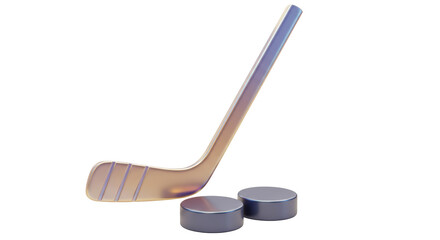 Isolated Ice Hockey Stick with Pucks Ready for Game
